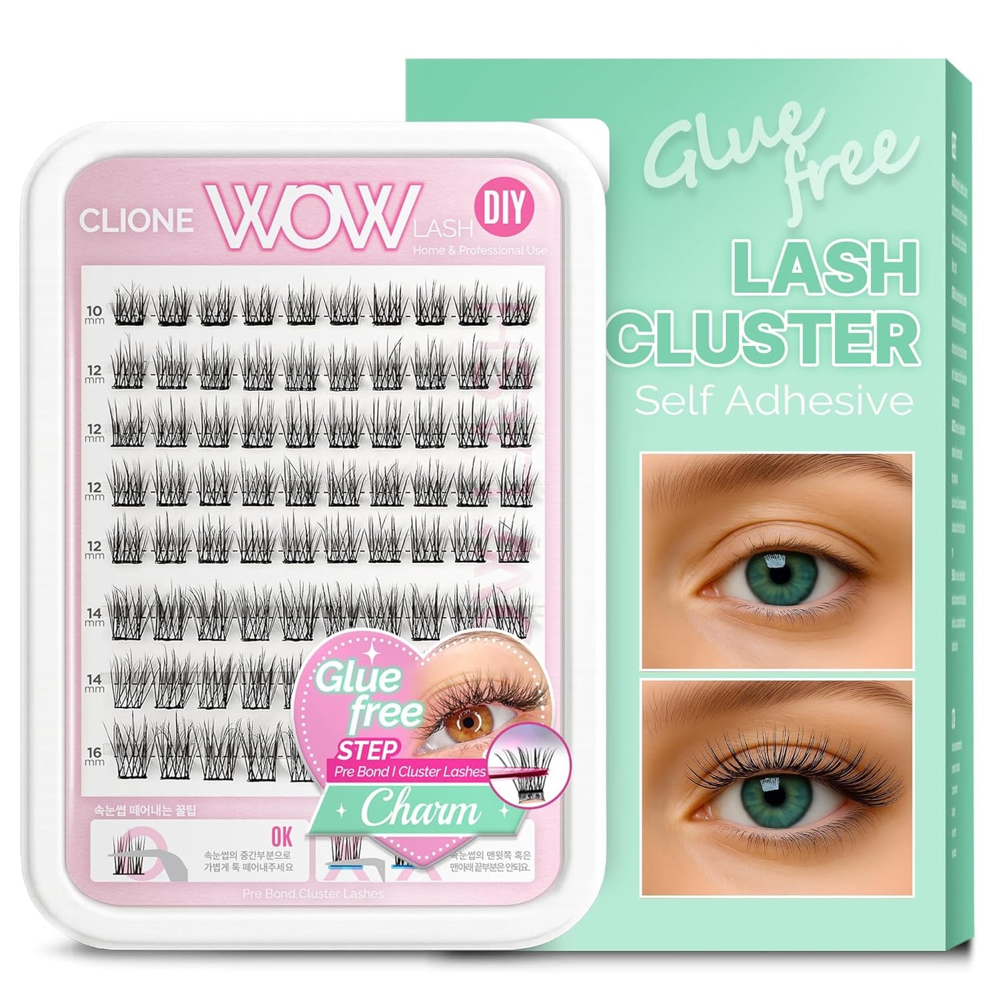Korean Self Adhesive Lash Clusters Charm Look No Glue Press On Pre Bond Lash Clusters Fluffy Self Adhesive False Eyelashes No Glue Needed Reusable Wispy Eyelash Extensions