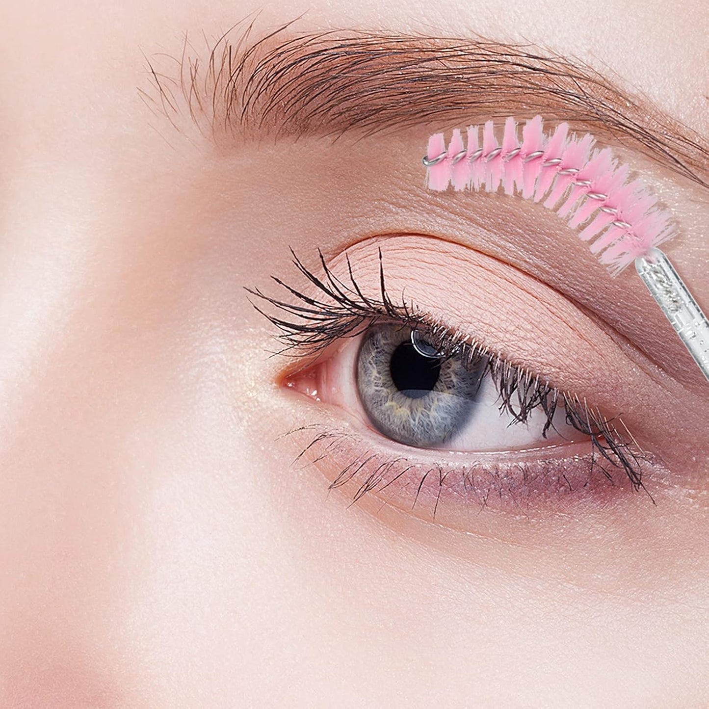 G2PLUS 100PCS Disposable Mascara Brushes, Crystal Lash Brush Makeup Kit, Adjustable Eyelash Spoolies for Eyelash Extensions, Eyebrow and Makeup (White + Pink)