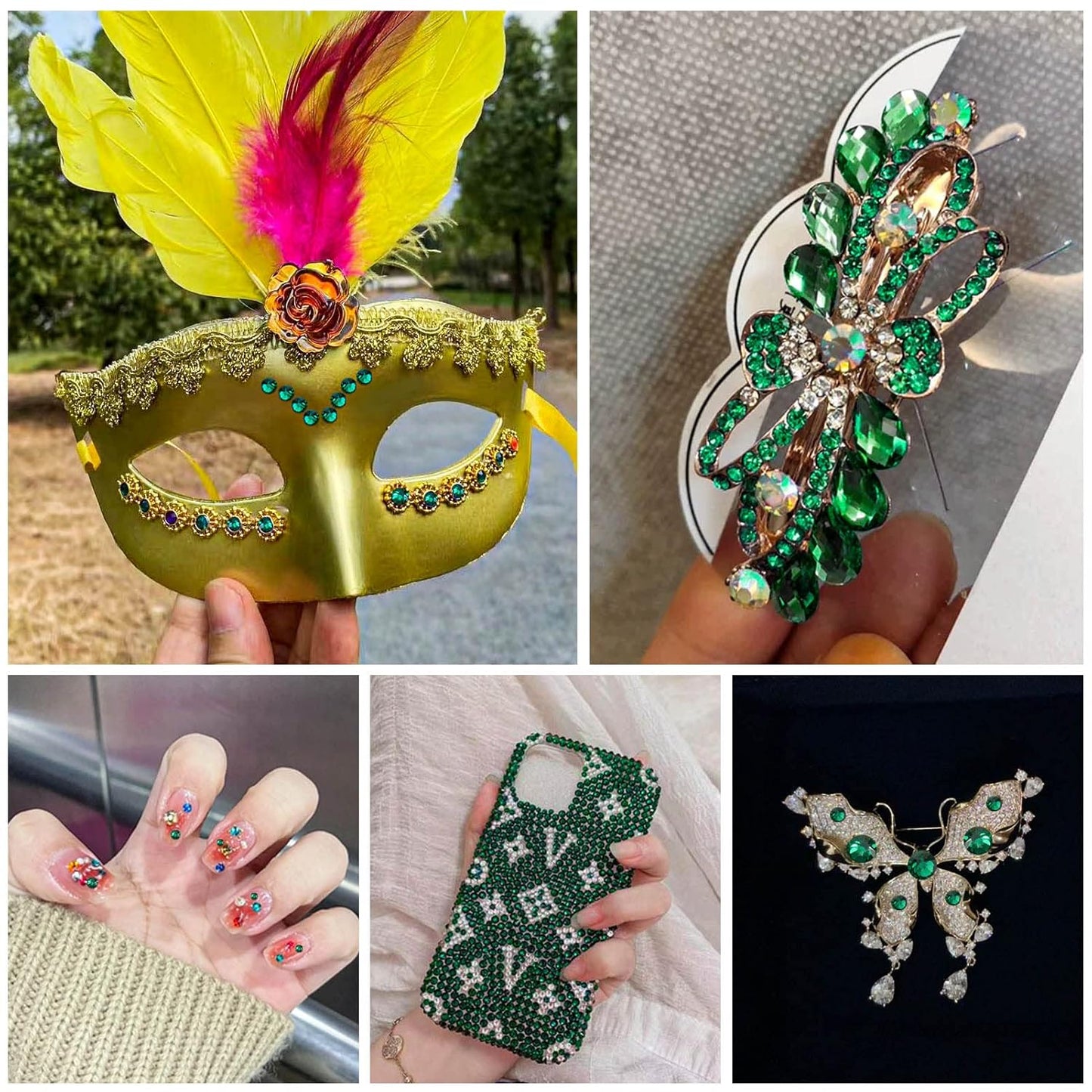 Beadsland 2880pcs Flat Back Crystal Rhinestones Round Gems for Nail Art and Craft Glue Fix,Emerald,SS4,1.5-1.7mm