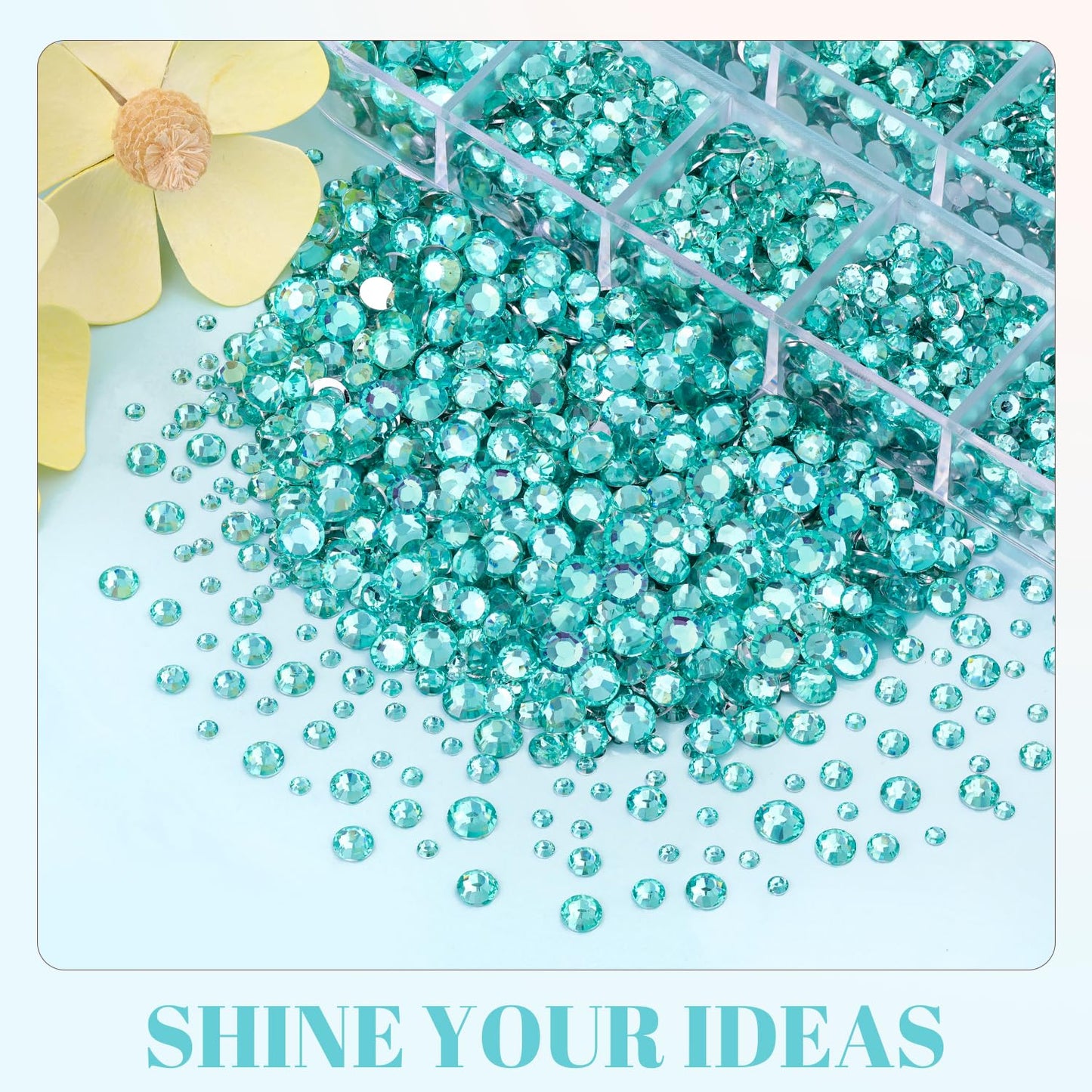 6100Pcs Resin Rhinestones for Crafting with 2Pcs 10ml B7000 Jewelry Glue, 1 Box Flatback Crystals Diamond (Aquamarine) for Bedazzling Crafts DIY Nail Art，Non Hotfix Gems for Clothing Shoes Tumblers