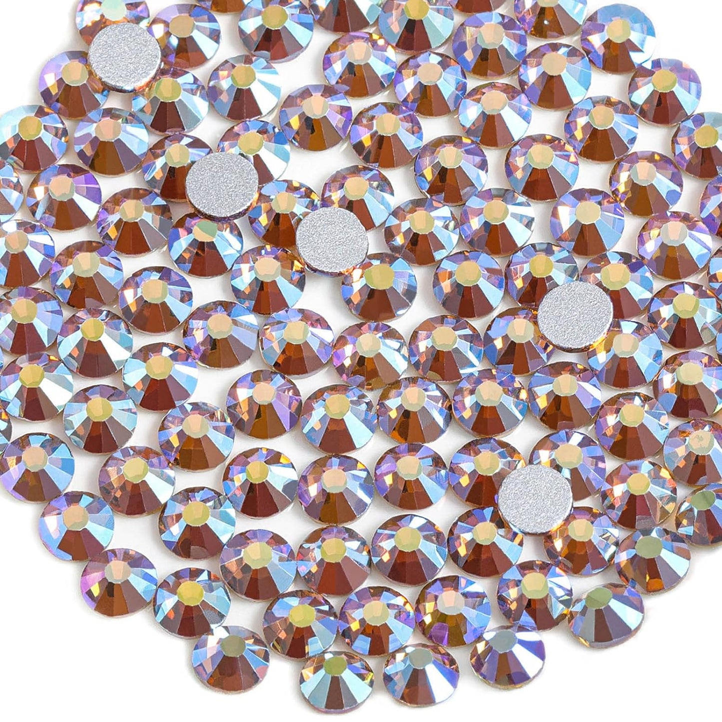 beadsland 1440 Pieces Flat Back Crystal Rhinestones Round Gems,Lt.Colorado Topaz AB,SS20,4.6-4.8mm