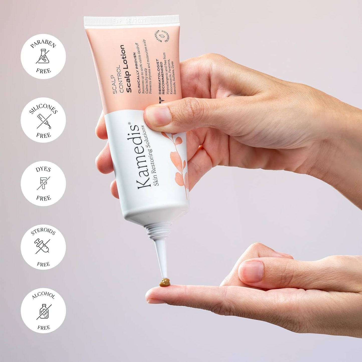 KAMEDIS Scalp Moisturizer Lotion For Dry, Itchy, Dandruff, Flaky, Seborrheic Dermatitis, Psoriasis and Sensitive Scalp. Over-Night Mask Treatment Botanicals-Based. Parabens Free. 3.38 Fl Oz.