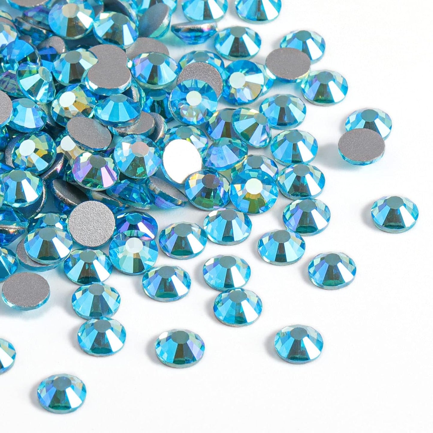 Beadsland 1440 Pieces Flat Back Crystal Rhinestones Round Gems,Aquamarine AB,SS10,2.7-2.9mm