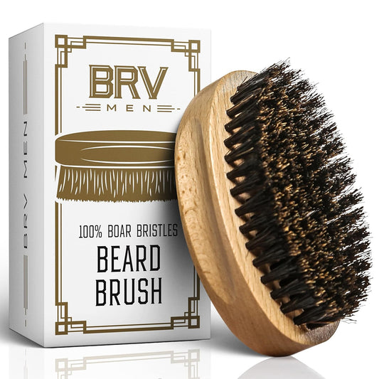 Beard Brush | Firm Boar Bristles | First-Cut Boar Hair Bristles | The Ideal Gift For Men (Beechwood)