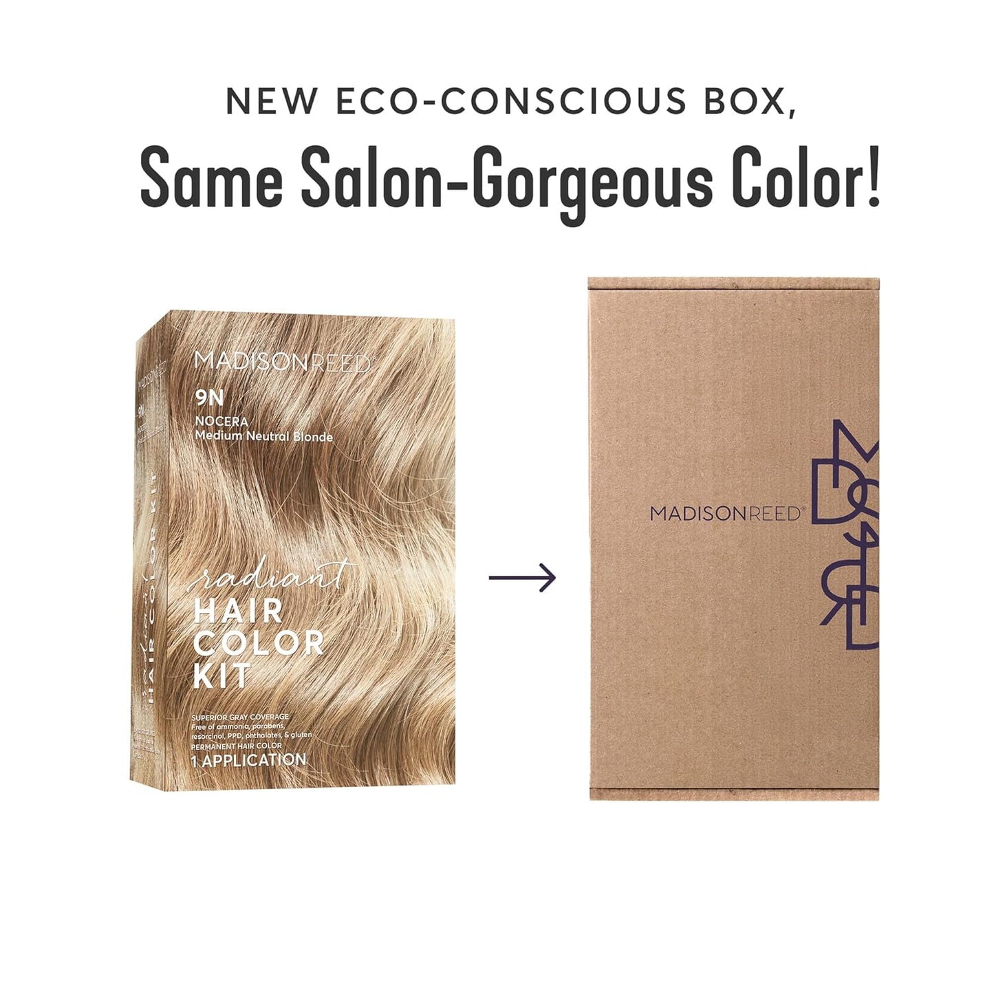 Madison Reed Radiant Hair Color Kit | 9N Medium Neutral Blonde (Nocera Blonde) for 100% Gray Hair Coverage | Dimensional Salon-Quality Permanent Hair Dye | PPD-Free & Ammonia-Free | 2 Pack