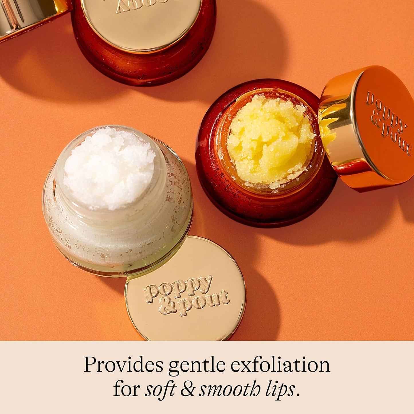 Poppy & Pout Natural Lip Scrub, Moisturizing Sugar Scrub for Dry Lips, Lip Scrubber Exfoliator with Essential Oils Smooths and Hydrates Lips, In Recyclable Glass Jars, Cruelty Free - Wild Honey