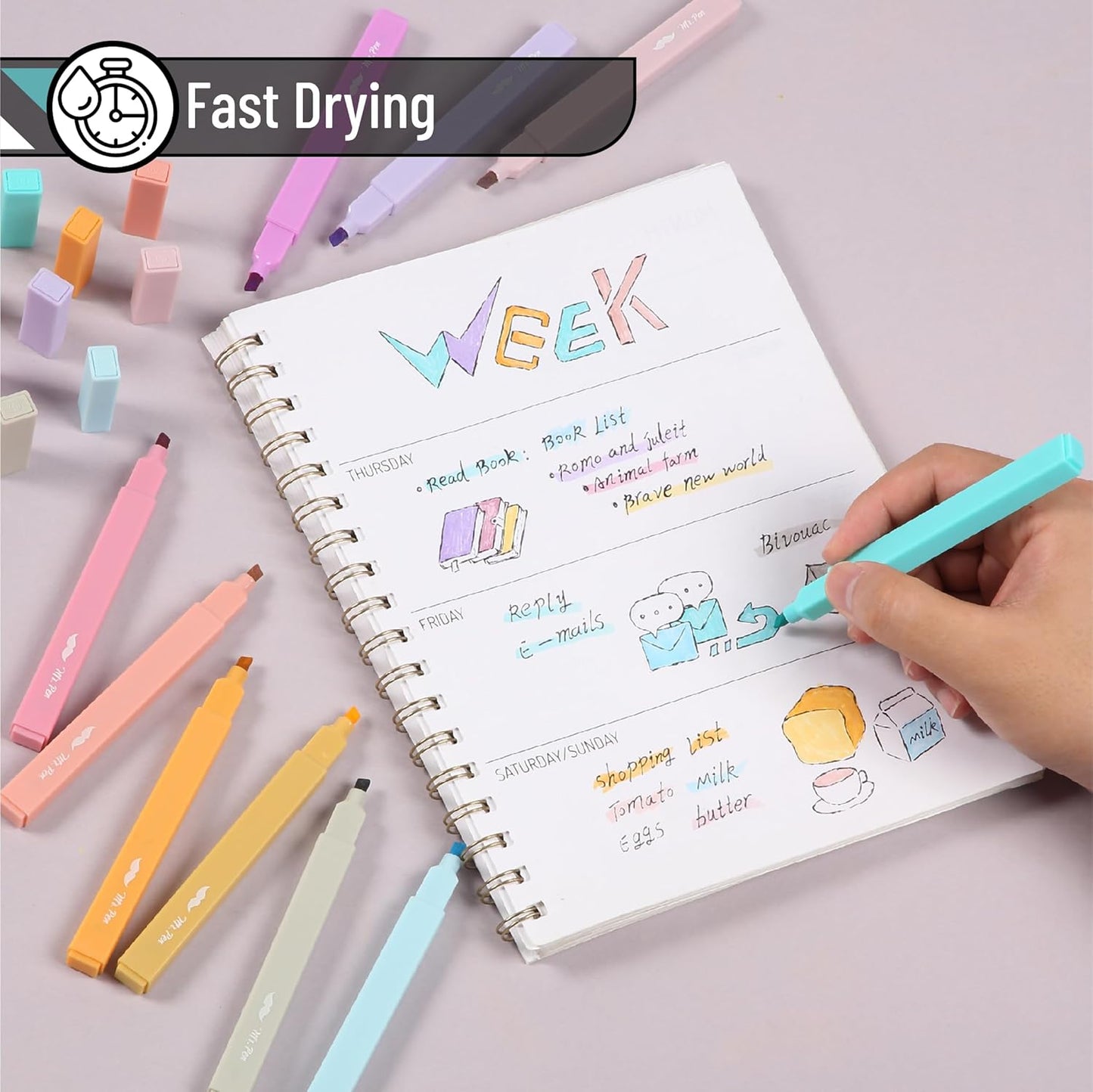 Mr. Pen- Aesthetic Highlighters, 10 Pack, Chisel Tip, Candy Colors, Cute Highlighters Assorted Colors, Cute Highlighters for School Highlighters, Highlighter Set, Pastel Highlighters