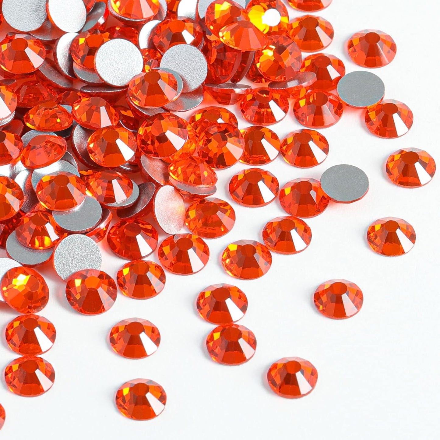 beadsland Flat Back Crystal Rhinestones Round Gems, Orange (2.3-2.5mm) SS8/1440pcs