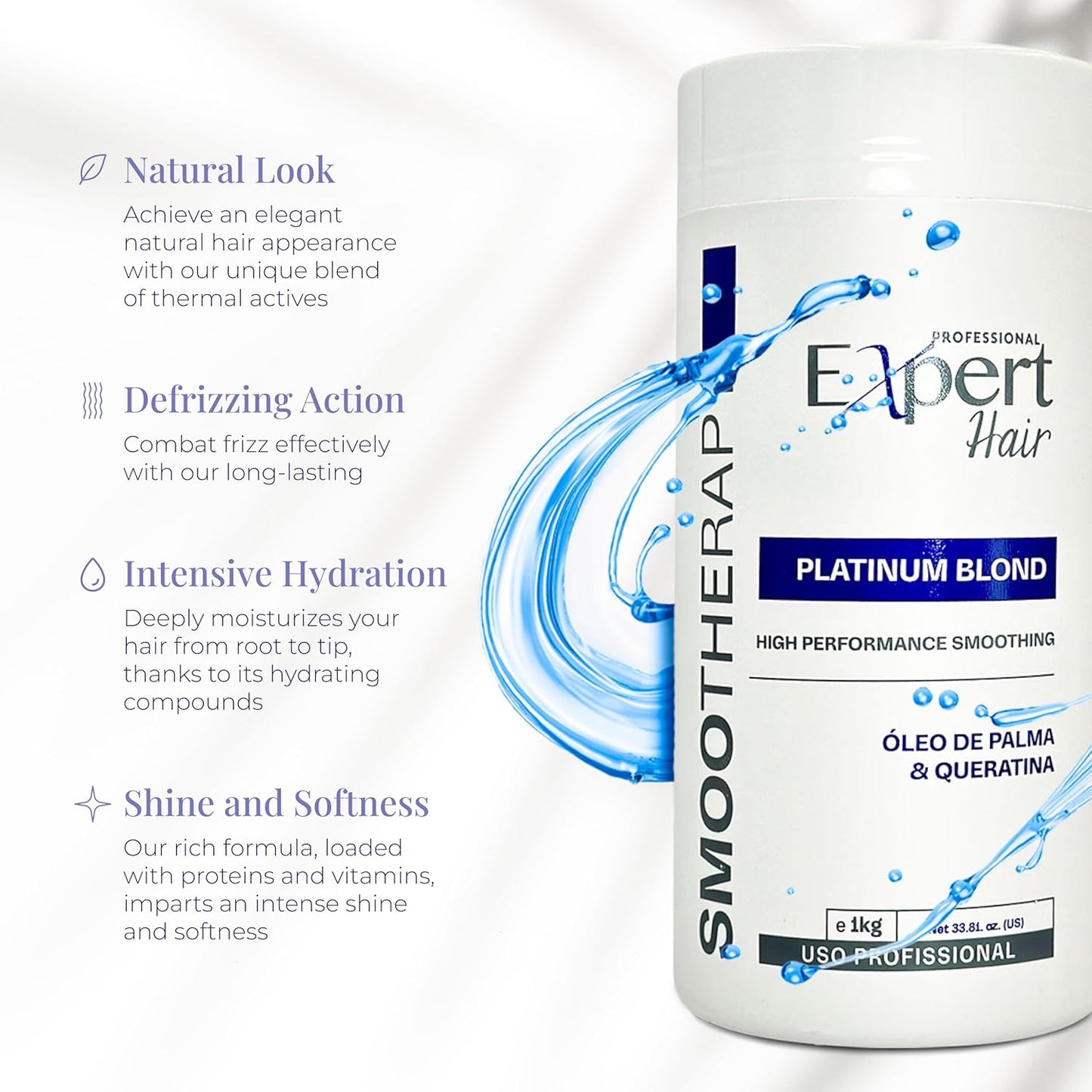 Expert Hair Botox Kit - Thermo-Active, Anti-Frizz Treatment - Natural Look, Keratin for Smoothing and Straightening, 2x 1kg/35.3 oz