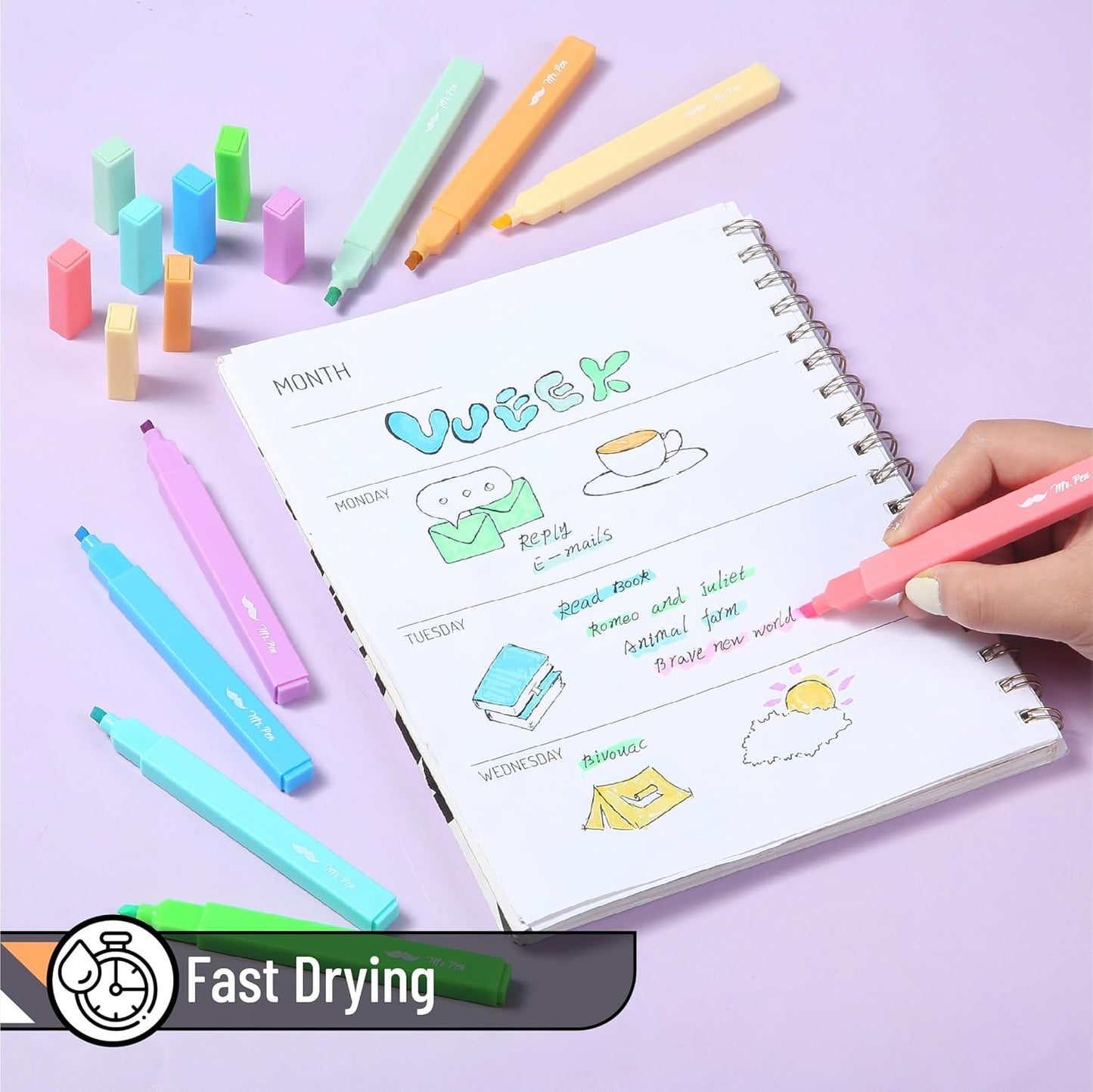 Mr. Pen- Aesthetic Highlighters, 8 Pack, Chisel Tip, Summer Colors, Cute Highlighters Assorted Colors