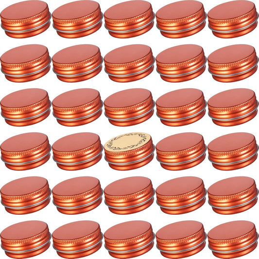0.5 oz Screw Top Aluminum Tin Jar with Screw Lid and Blank Labels (Orange - Pack of 32)