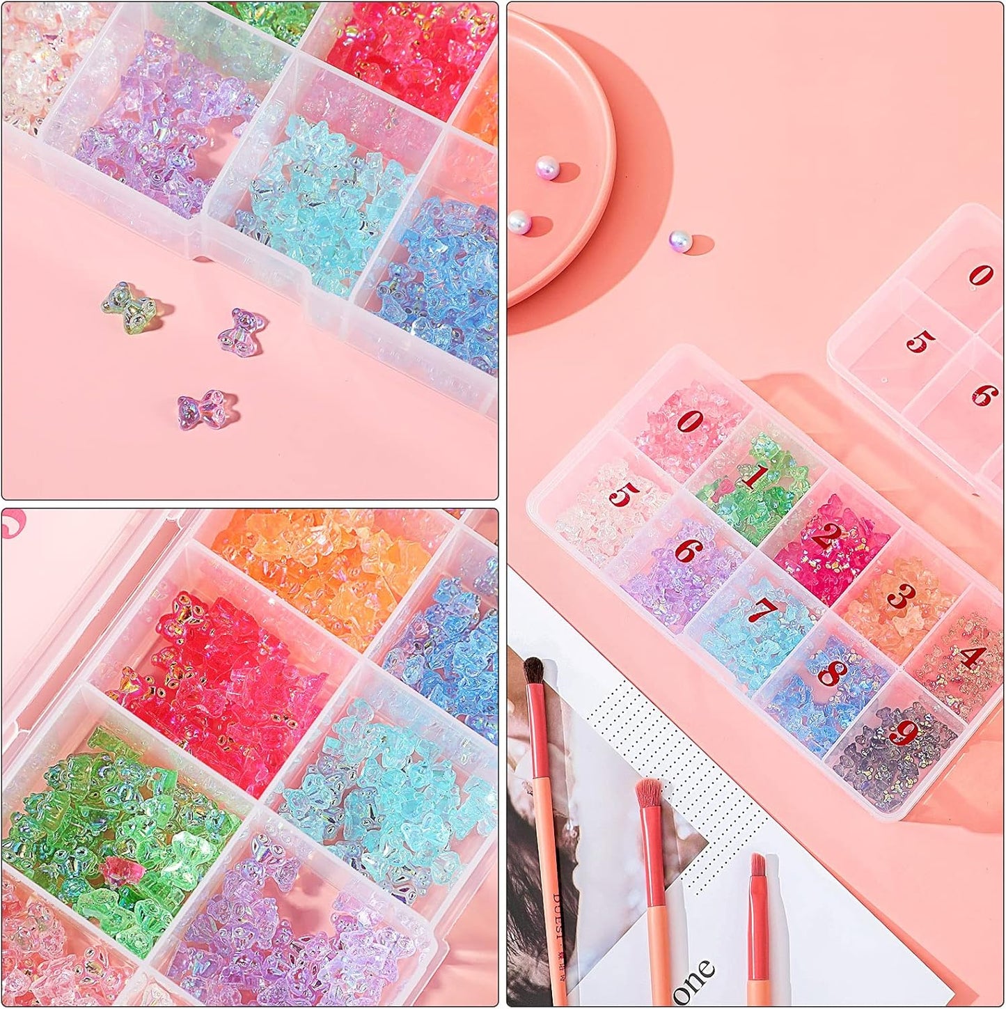 2 Pieces Nail Tip Box Empty False Nail Tips Organizer Box with 10 Number Spaces Storage Case Container Nails Plastic Grid Boxes for Fingernail Crystal Jewelry Accessories(White)