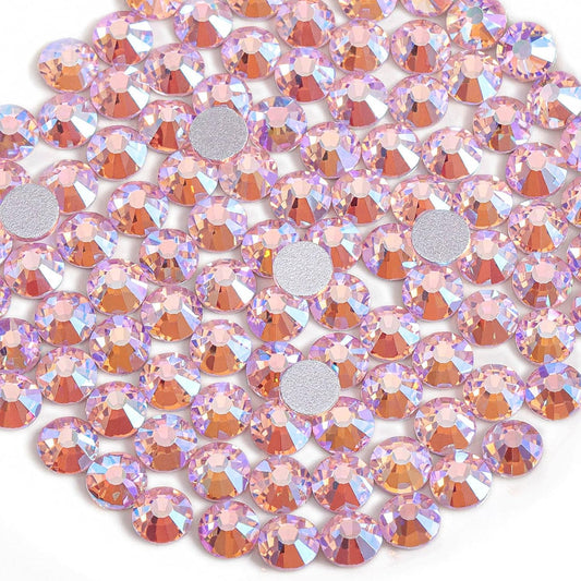 Beadsland 1440 Pieces Flat Back Crystal Rhinestones Round Gems,Light Pink AB,SS12,3.0-3.2mm