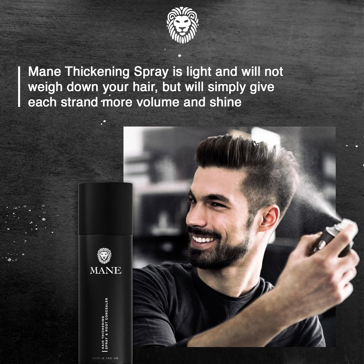 Mane Hair Thickening Spray & Root Touch Up, Instantly Thicker Hair for Men & Women, Fill in Hairlines and Hide Thinning and Fine Patches - Ash Blond, 12 Colors (6.76 oz)