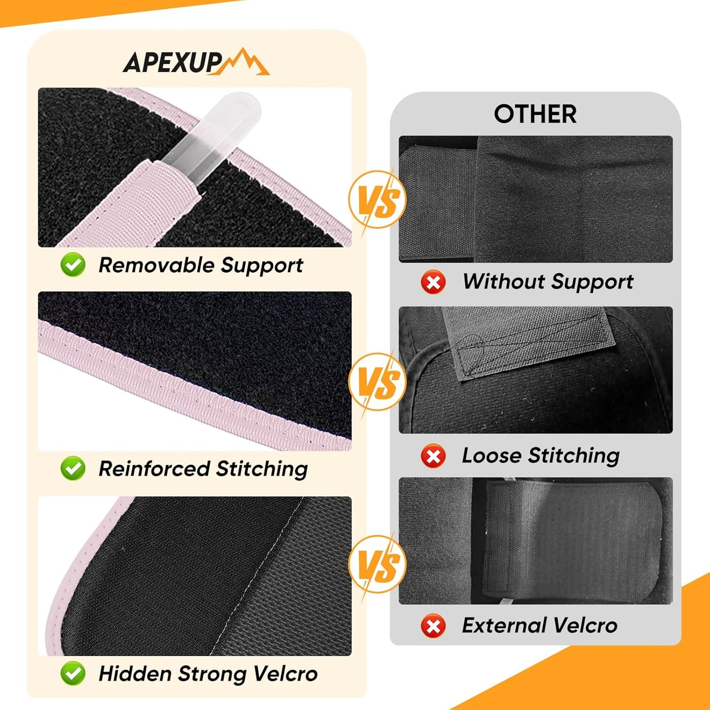 APEXUP Sweat Waist Trainer for Women and Men, Neoprene Waist Trimmer Belt Slimming Sweat Band with Removable Lumbar Support