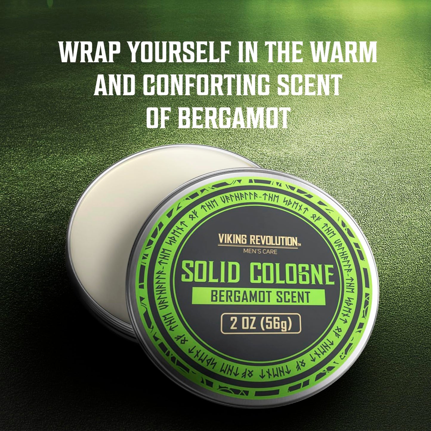 Viking Revolution Bergamot Solid Cologne for Men - 2 Oz Balm Cologne Travel Wax (1 pack, Bergamot)