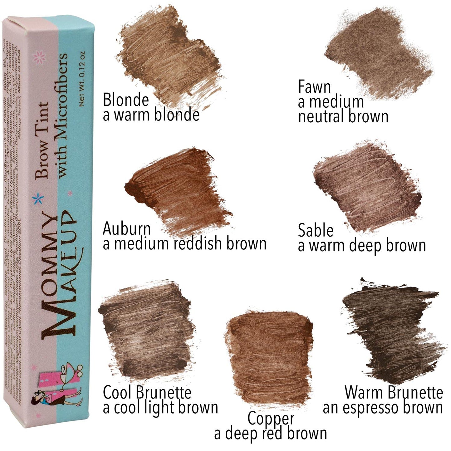 Brow Tint with Microfibers - 4-in-1 Tinted Eyebrow Gel to Groom, Hold, Sculpt & Color Your Brows, Covers Gray Hair - Water Resistant, Clump-Free, Long Lasting (Warm Brunette) by Mommy Makeup