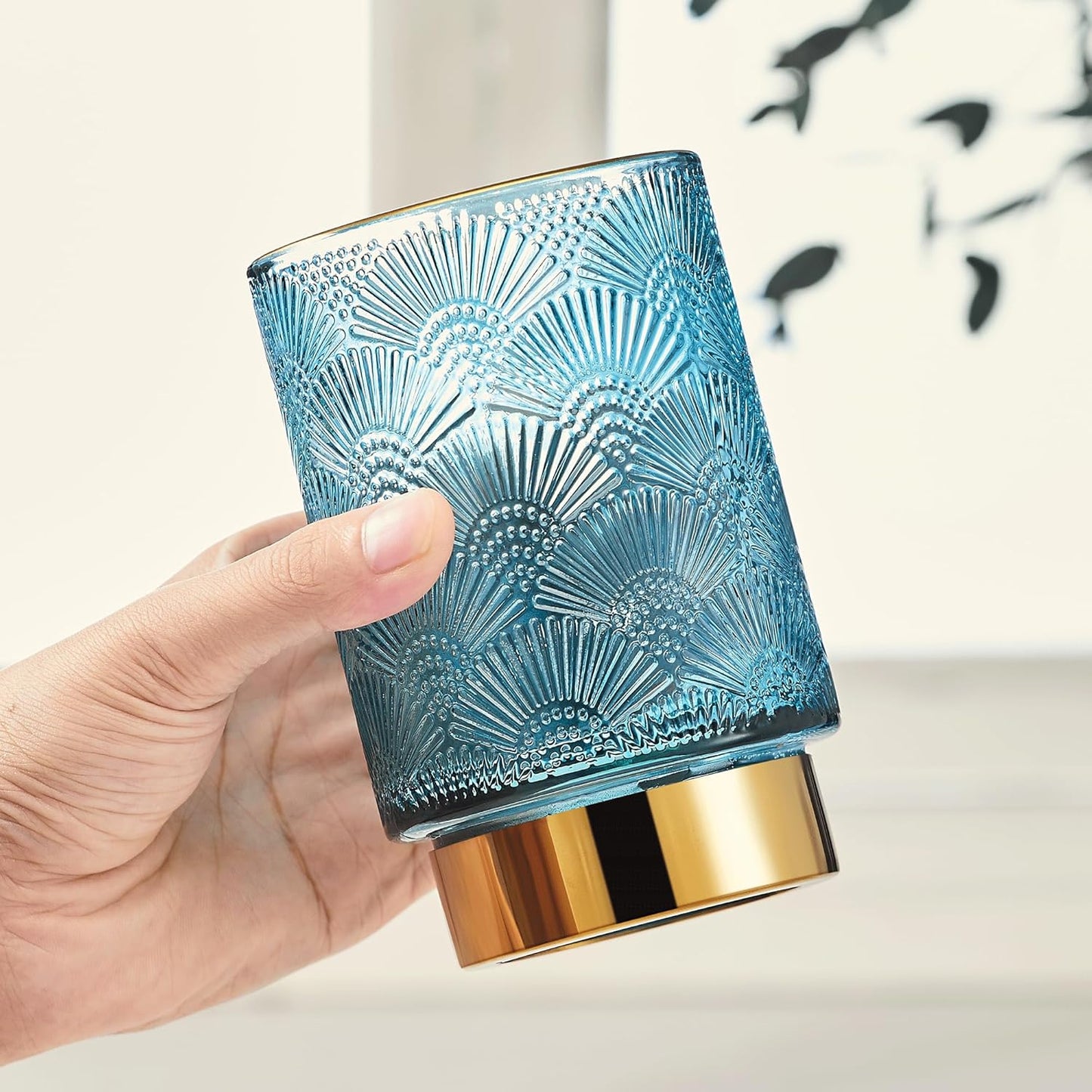 Makeup Brush Holder Organizer,Toothbrush Holders,Desk Pen Pencil Holder,Multifunctional Vintage Glass Brush Cup（A41-3-US）