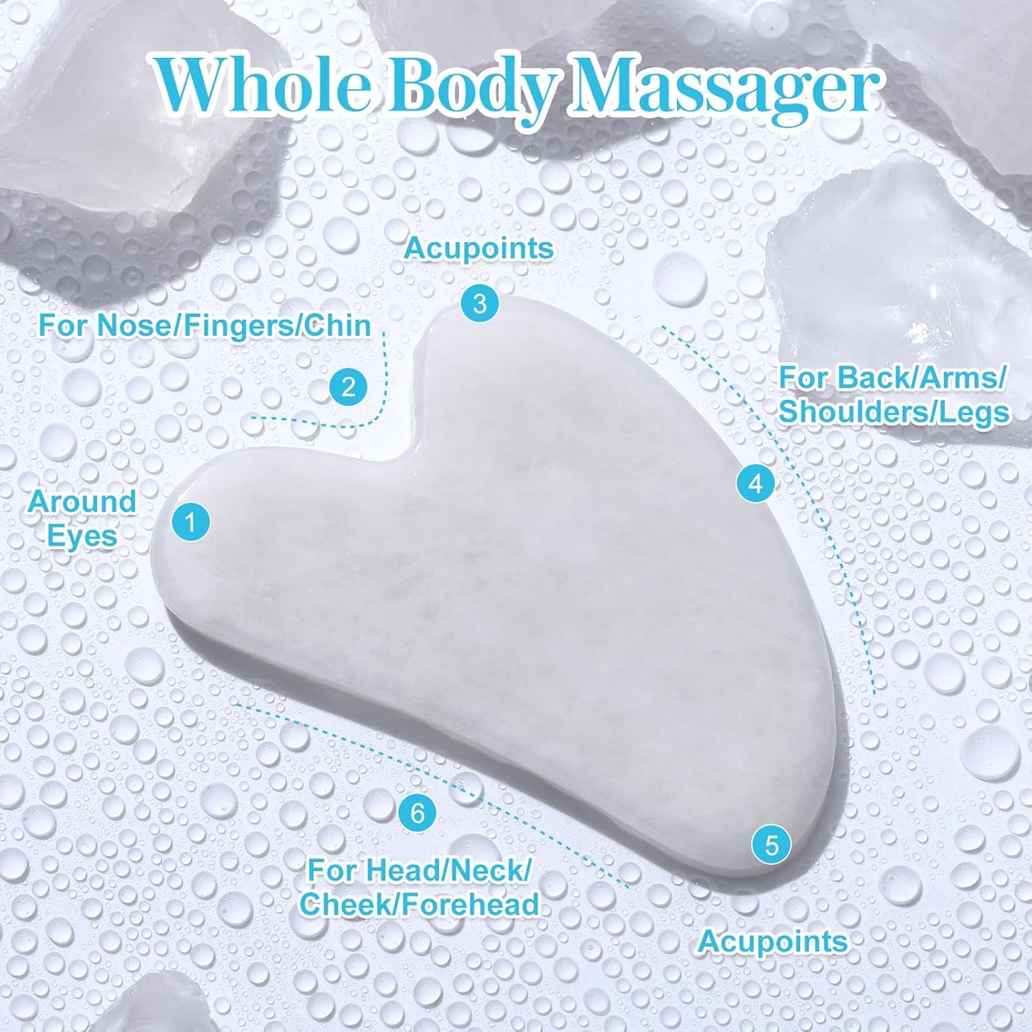 Guasha Tool for Face: White Jade Gua Sha Facial Tools - Gua Sha Stone for Face and Body Skin Massage - Guasha Jade Stone Scraping Massager for SPA Acupuncture, Therapy Trigger Point Treatment