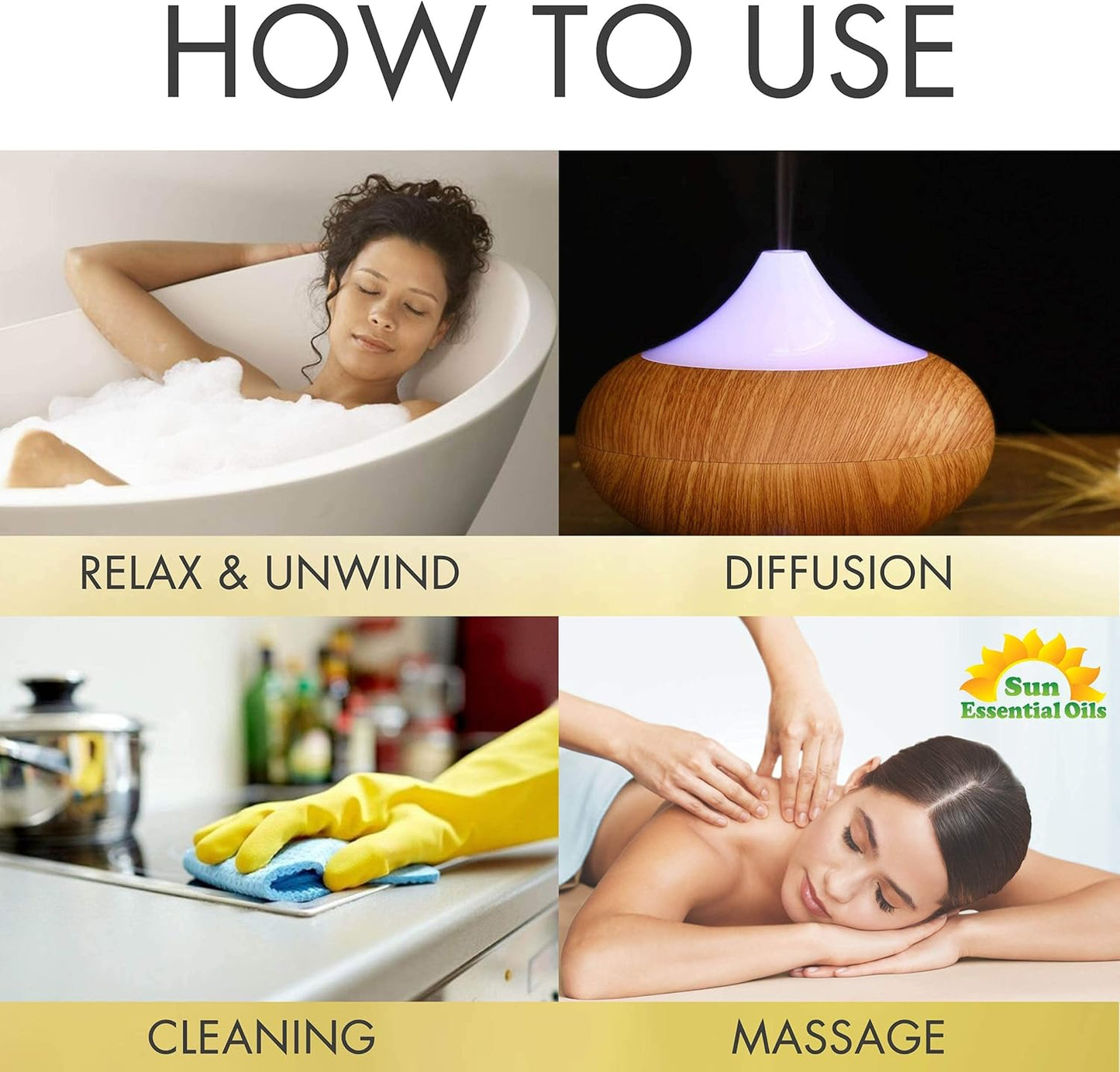 Sun Essential Oils - 4 oz Rosemary Essential Oil for Hair Growth, Skin, Scalp - Drops for Diffuser, Humidifier & Aromatherapy Massage - DIY Candle, Lotion & Shampoo Making - Help Sleep