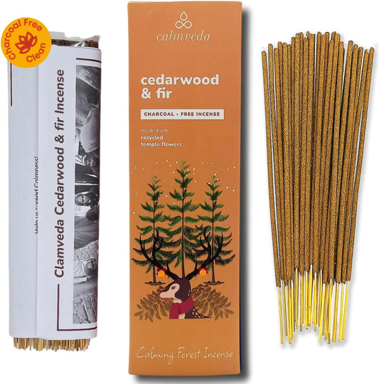 Balsam Cedar Incense Sticks - (80 Scented Sticks) Charcoal Free, Made from Upcycled Flowers | Like Freshly Cut Christmas Tree Incense Sticks, Cypress Woodsy & Moss Notes | for Holiday Cheers