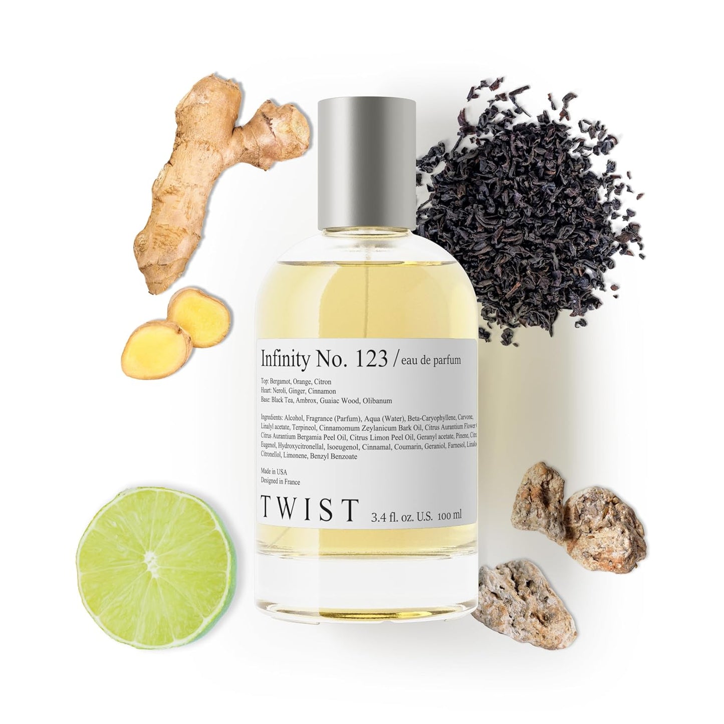 Twist Infinity No. 123 - Eau De Parfum Inspired by Lo. V. Imagination, Long-Lasting Perfume For Men, Citrus & Black Tea, Vegan, Clean Ingredients, Fragrance - Spray 100 ml | 3.4 fl. oz.