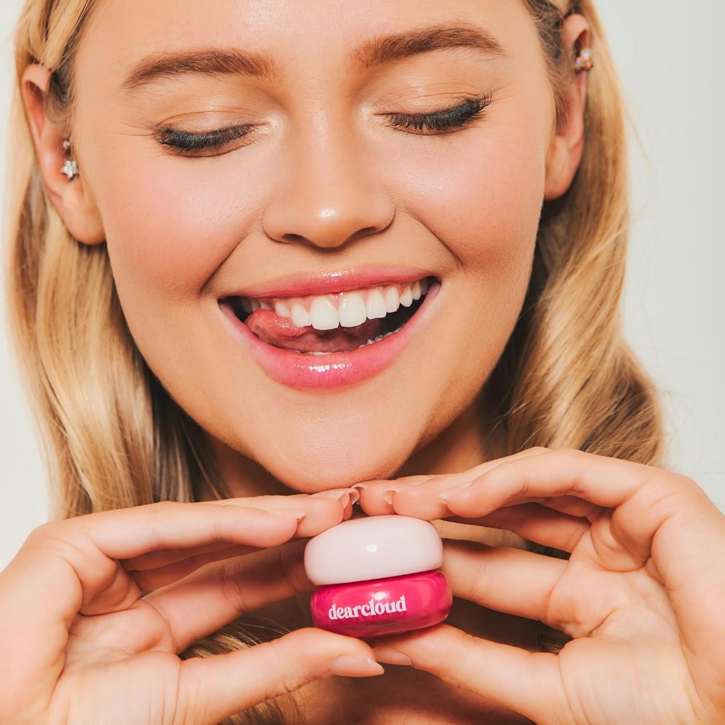 dearcloud Dewy Lip Jam – Hydrating Lip Balm & Gloss with Vitamin E, Korean Skincare (Pink Lychee)