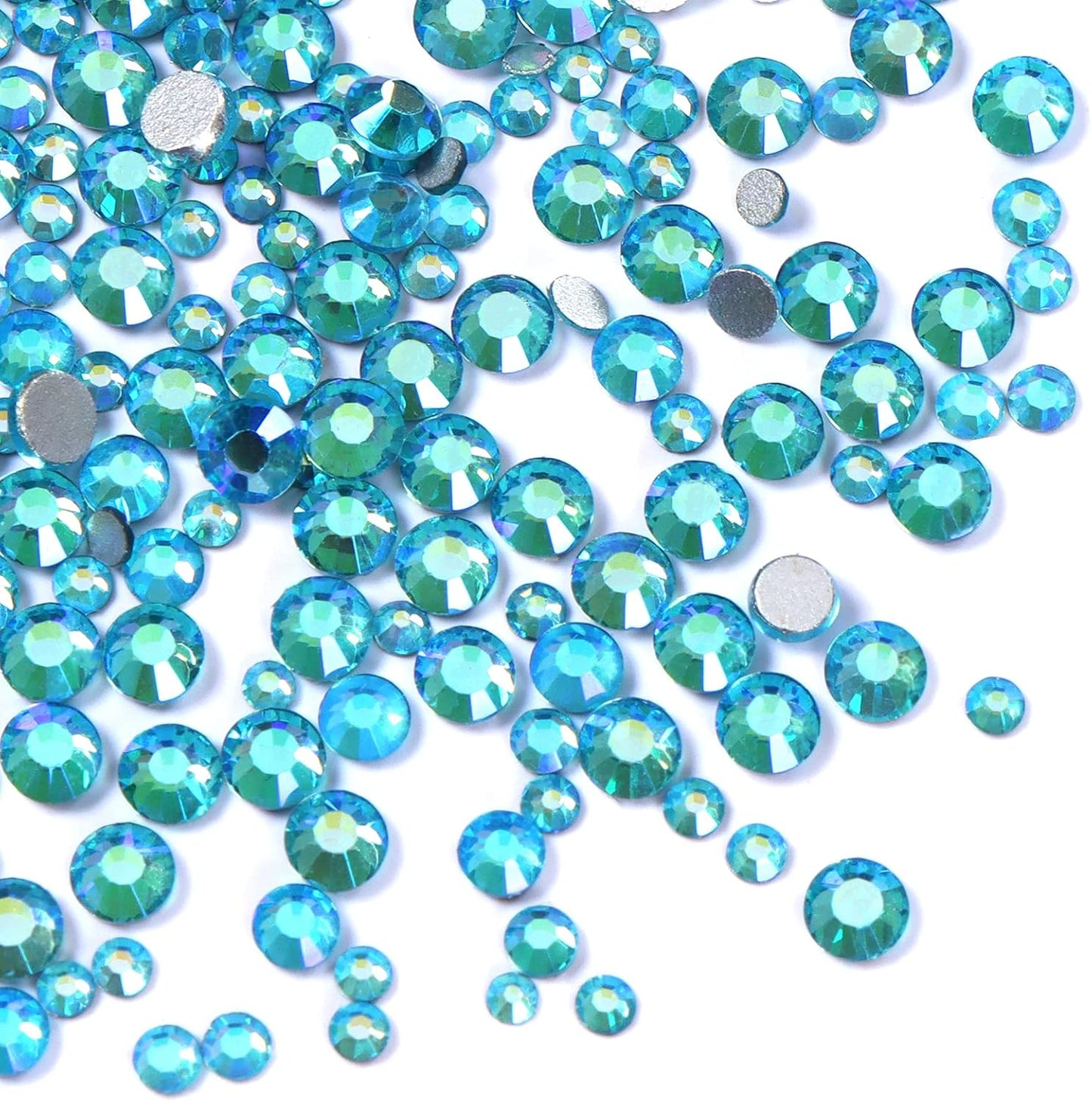 3456pcs Flatback Rhinestones Glass Charms Diamantes Gems Stones for Nail Art 6 Size ss4~ss12 Aquamarine AB