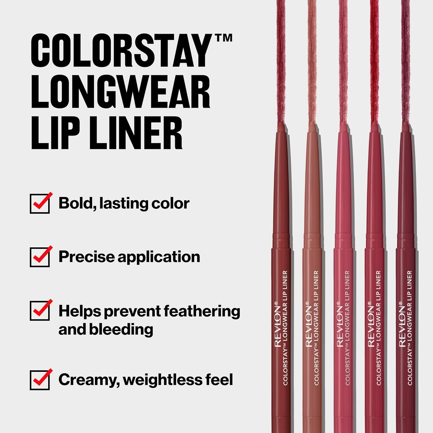 Revlon Colorstay Lip Liner Makeup with Built-in-Sharpener, Longwear Rich Colors, Smooth Application, 660 Mauve, 0.01 oz