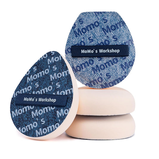 Blue Denim Makeup Sponges,Super Soft Blenders for Liquid Foundation, Dual Design (Egg + Flat Edge), Natural Skin-Like Finish, Makeup Puffs for Blending,Travel Friendly,2pcs for Halloween Themed