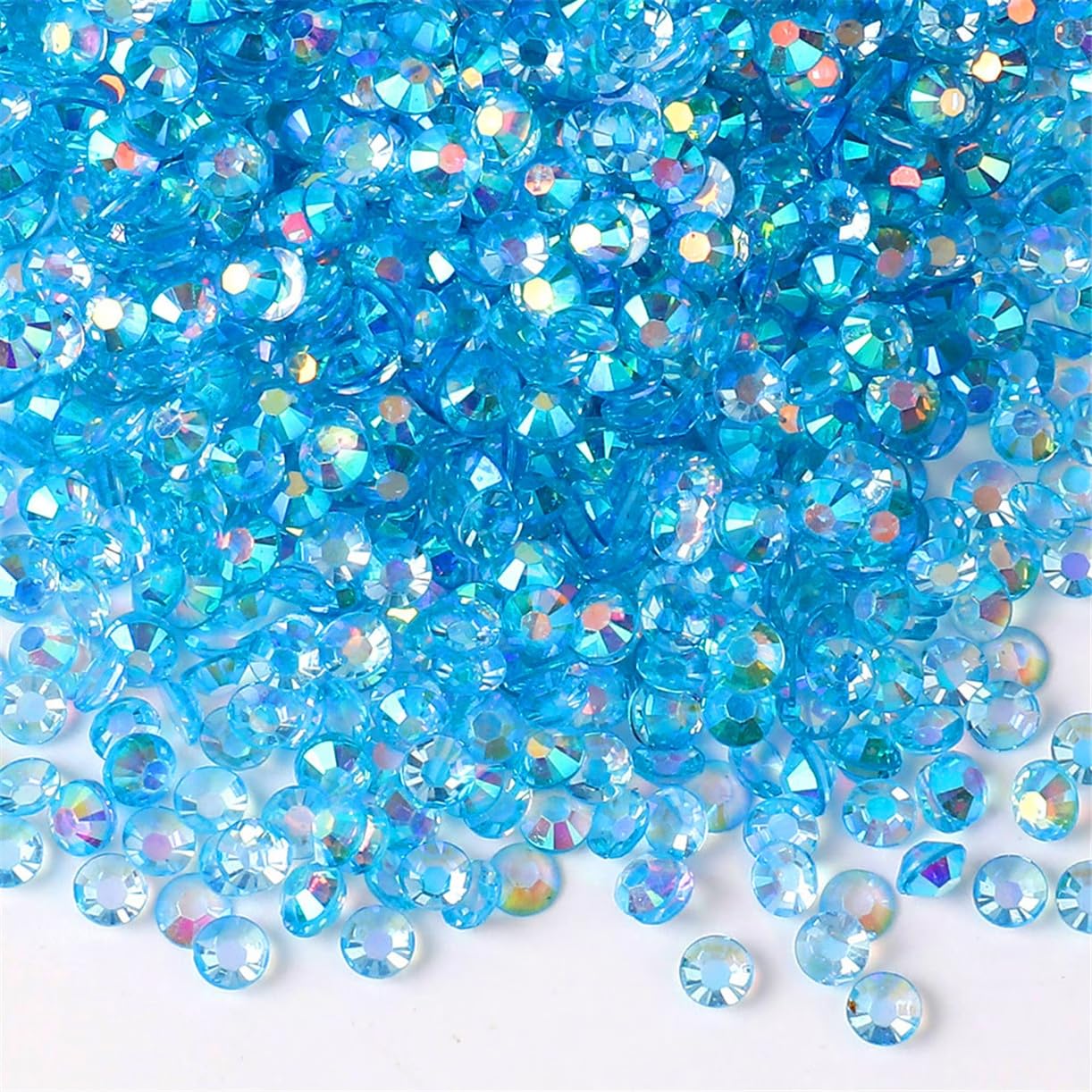 1000 Pieces SS20 5mm Flatback Rhinestones AB Clear Round Gems Crystals for Nail Art DIY Crafts Clothes Shoes Bags （Transparent Aqua Blue AB）