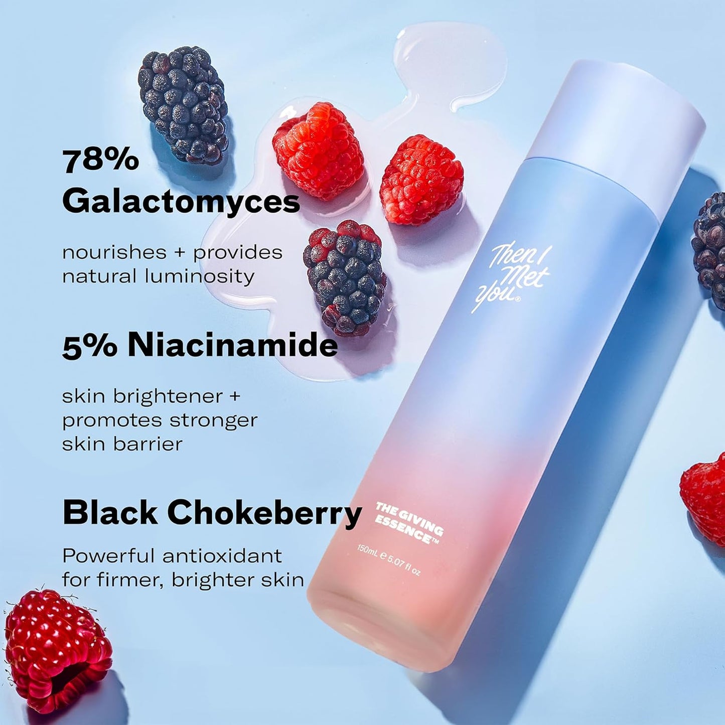 Then I Met You The Giving Essence, Hydrating and Brightening Face Treatment with Niacinamide & Fermented Ingredients, Vegan & Clean Skincare, 5.07 oz