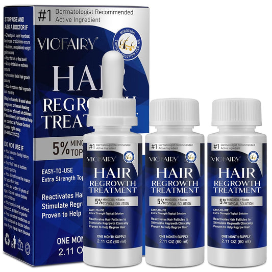 5% Minoxidil for Men and Women, Hair Regrowth Treatment for Thinning Hair and Hair Loss, Topical Solution - 3 Months Supply - Dermatologist recommended (Pack of 3)