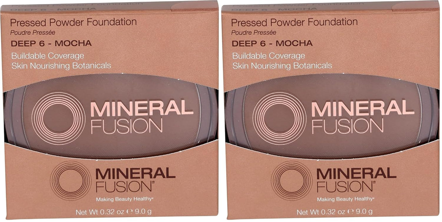 Mineral Fusion Pressed Powder Foundation, Deep 6, 0.32 Ounce (Pack of 2)