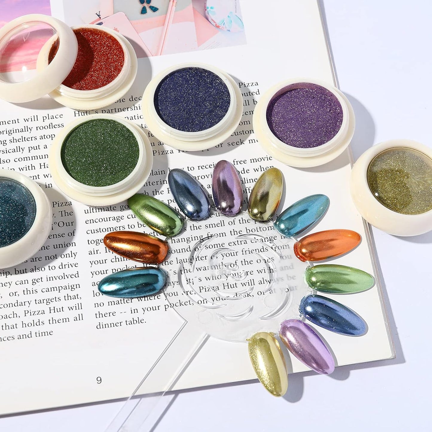 6 Box Chrome Nail Powder, Chrome Effect Nail Powder Set, Shiny Nail Glitter Powder with Magic Mirror Effect for Nail Art Design Decoration(Christmas Color Series)