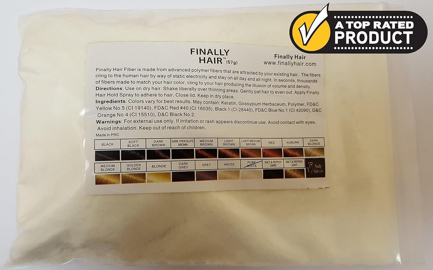 Hair Building Fibers - White Refill Pack (50g) for Grey Root Concealment and Thinning Hair Coverage by Finally Hair