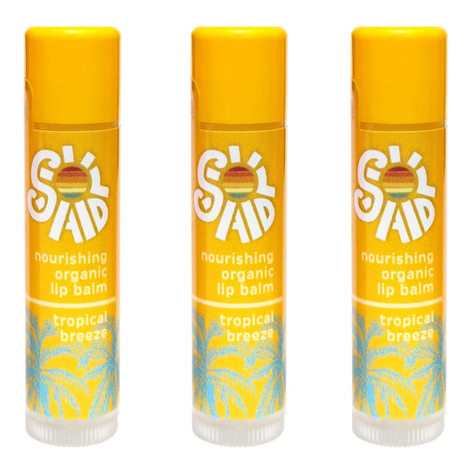 Sol Aid Organic Lip Balm – 100% Natural Lip Moisturizer (3-Pack, Tropical Breeze)