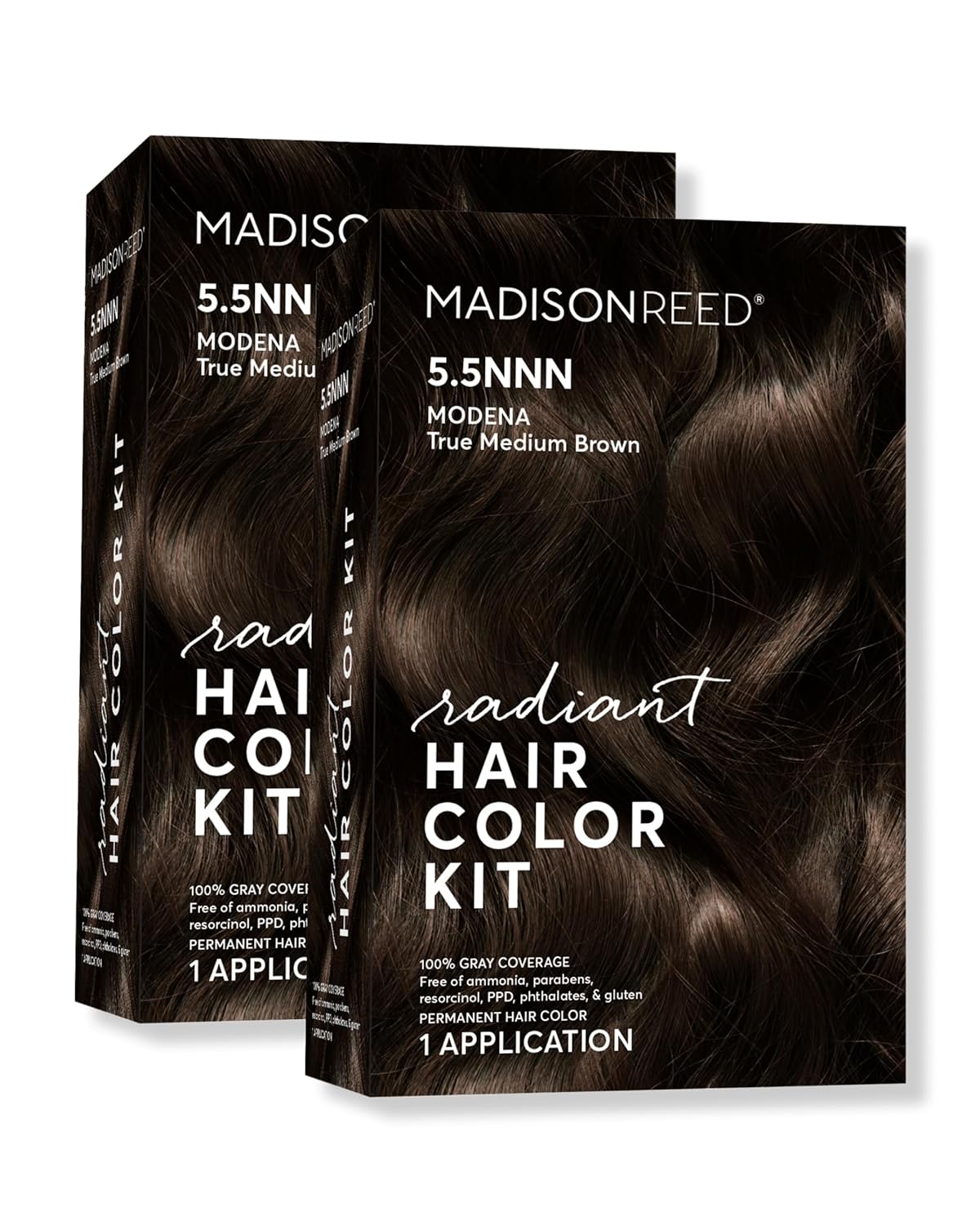 Madison Reed Radiant Hair Color Kit | 5.5NNN Dark Brown with Warm Golden Tones (Modena Brown) 100% Maximum Gray Hair Coverage | Permanent Hair Dye for Resistant Grays | PPD & Ammonia-Free | 2 Pack