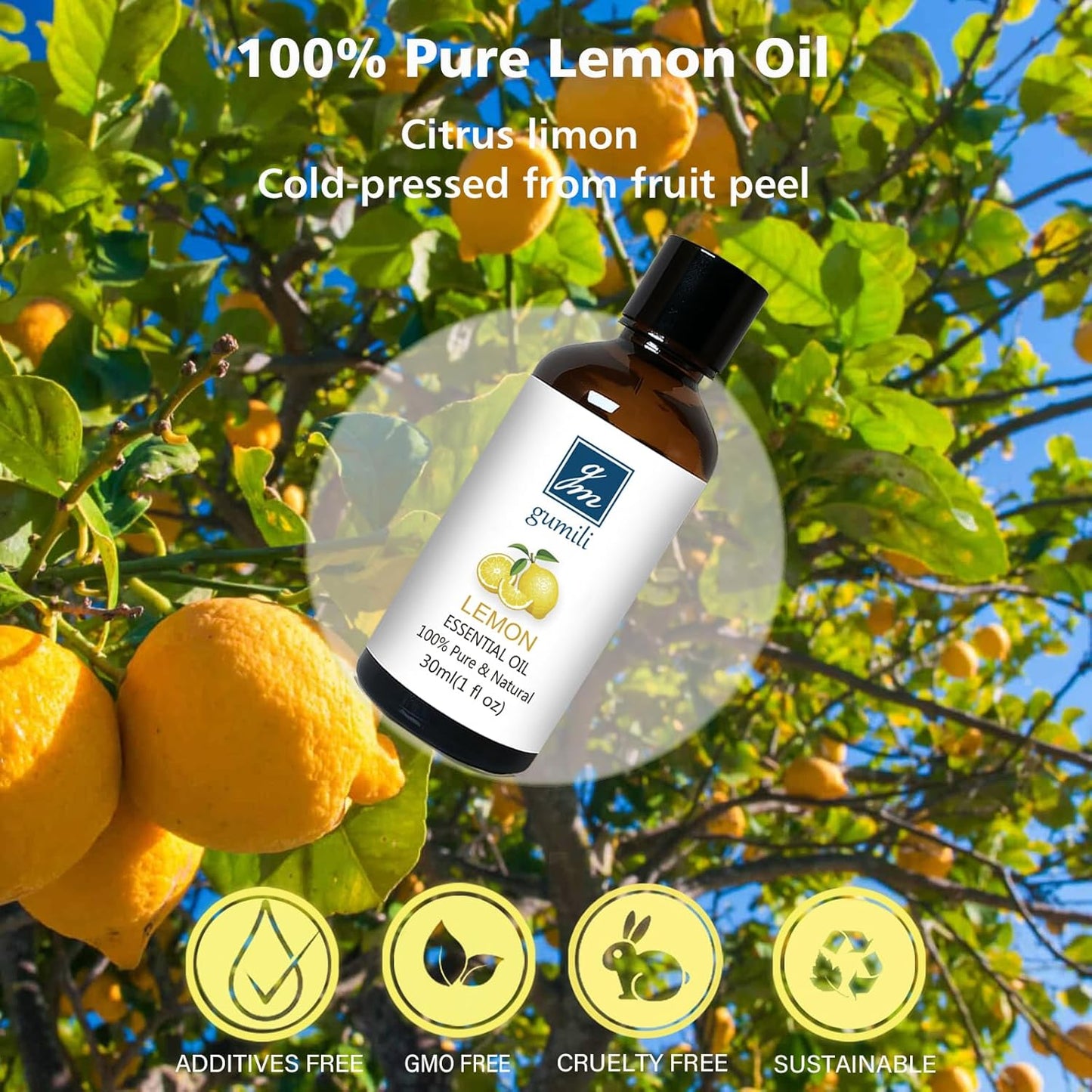 Lemon Essential Oil 1 Oz – 100% Pure Natural Lemon Oil for Cleaning, Diffuser, Skin, Massage & DIY, Fresh Citrus Scent