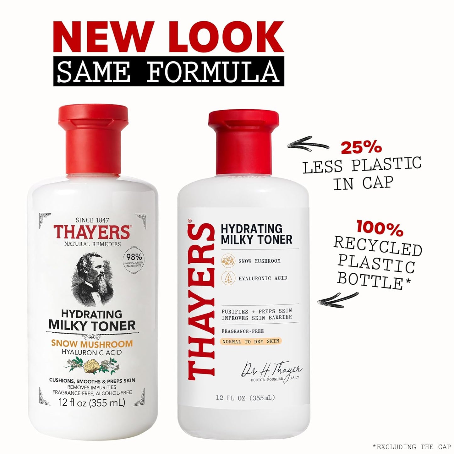 THAYERS Milky Face Toner Skin Care with Snow Mushroom and Hyaluronic Acid, Natural Gentle Facial Toner, for Dry and Sensitive Skin, 355mL