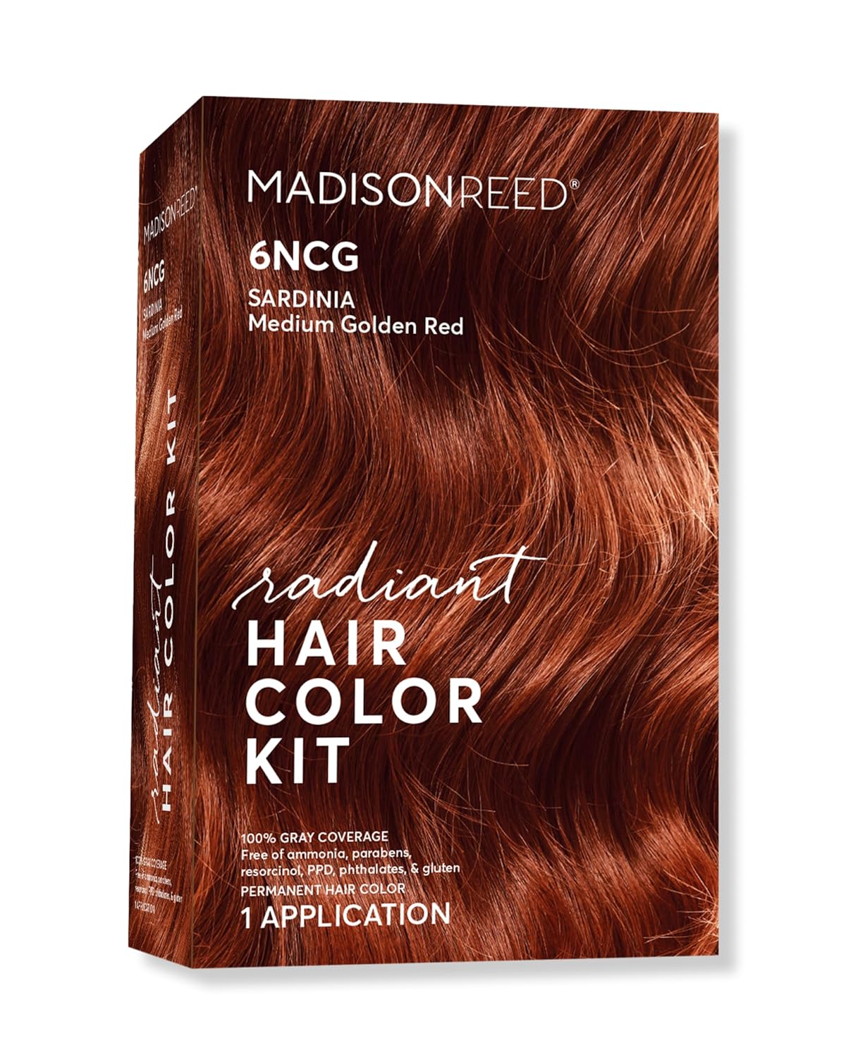 Madison Reed Radiant Hair Color Kit | 6NCG Medium Golden Red with Copper Tones (Sardinia Red) for 100% Gray Hair Coverage | Dimensional Permanent Hair Dye | PPD-Free & Ammonia-Free | 1 Pack