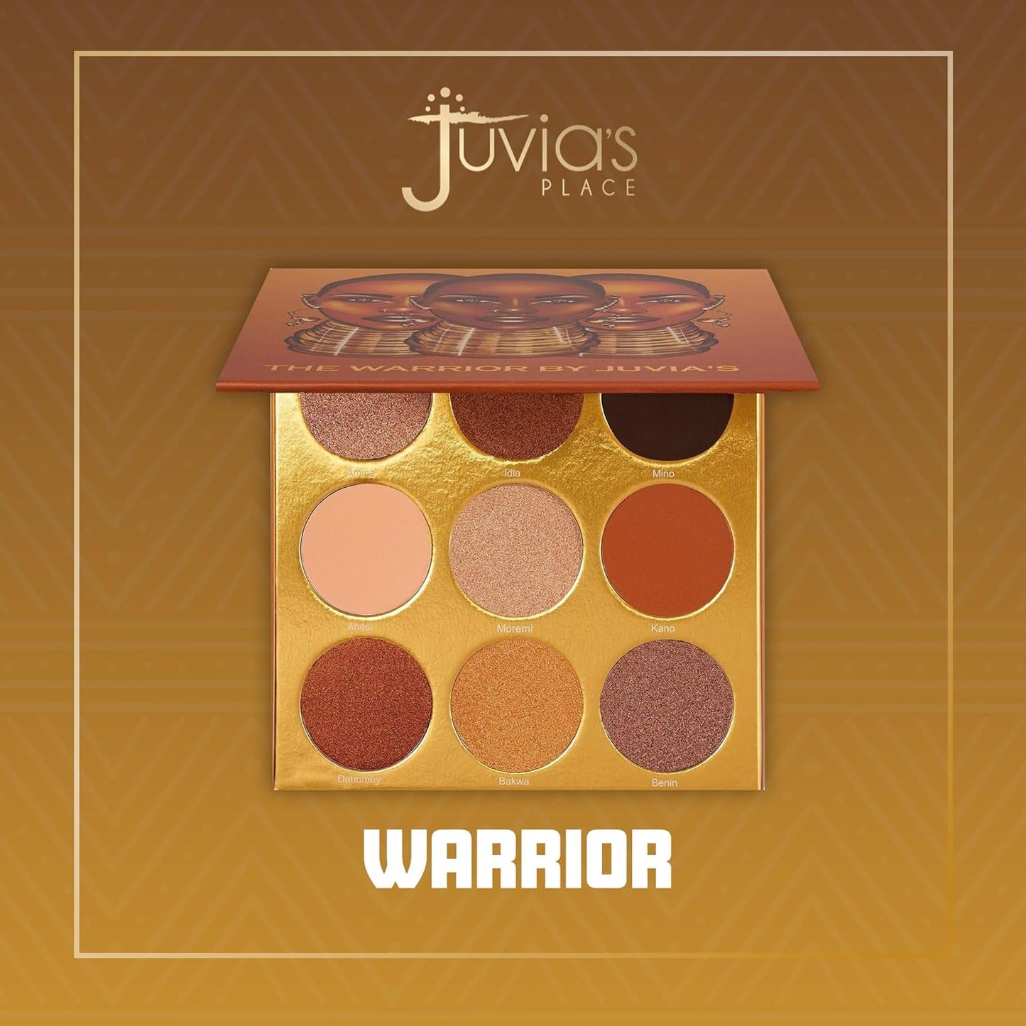 Juvia's Place Palette The Warrior - Warm Golds, Browns & Bronzes, Shades of 9, Warm and Neutral Palette, Pigmented Makeup Palette Eye Color & Shine