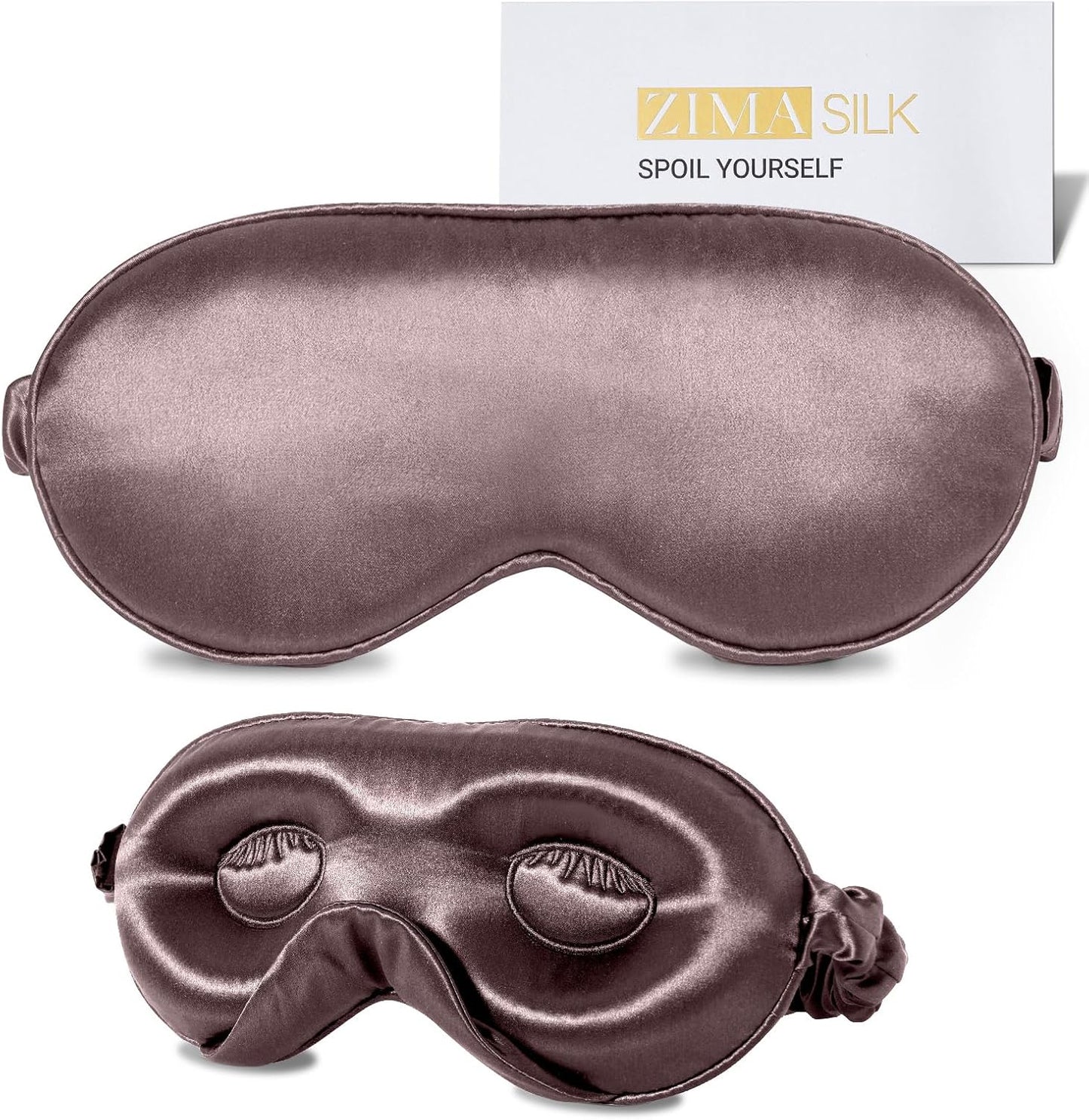 ZIMASILK Adjustable 22 Momme 100% Mulberry Silk Sleep Mask, Upgraded 3D Contoured Cup Eye Mask for Sleeping, Super Soft & Breathable Blindfold, Blackout for Deep Sleeping (Gray Purple)