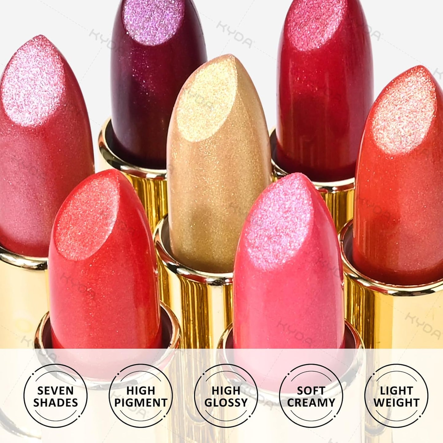 KYDA Purple Shimmer Lipstick, Metallic Pearl Lipstick, Lasting Non-sticky Glitter Lips Color, High Glossy Lips Makeup for Women, Mulberry