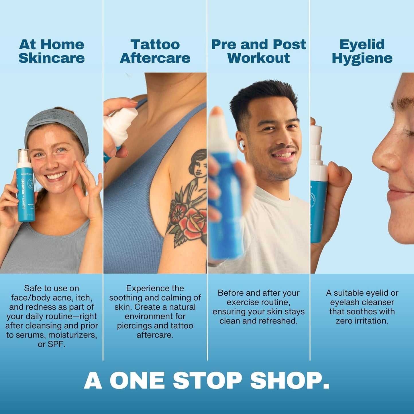 Hypochlorous Acid Spray – HOCl Face & Skin Mist for Acne, Eczema & Irritation – Multi-Purpose Skin Repair – Eyelid Cleanser, Post-Workout, Post-Procedure, Scalp & Sensitive Skin – 6.8 oz