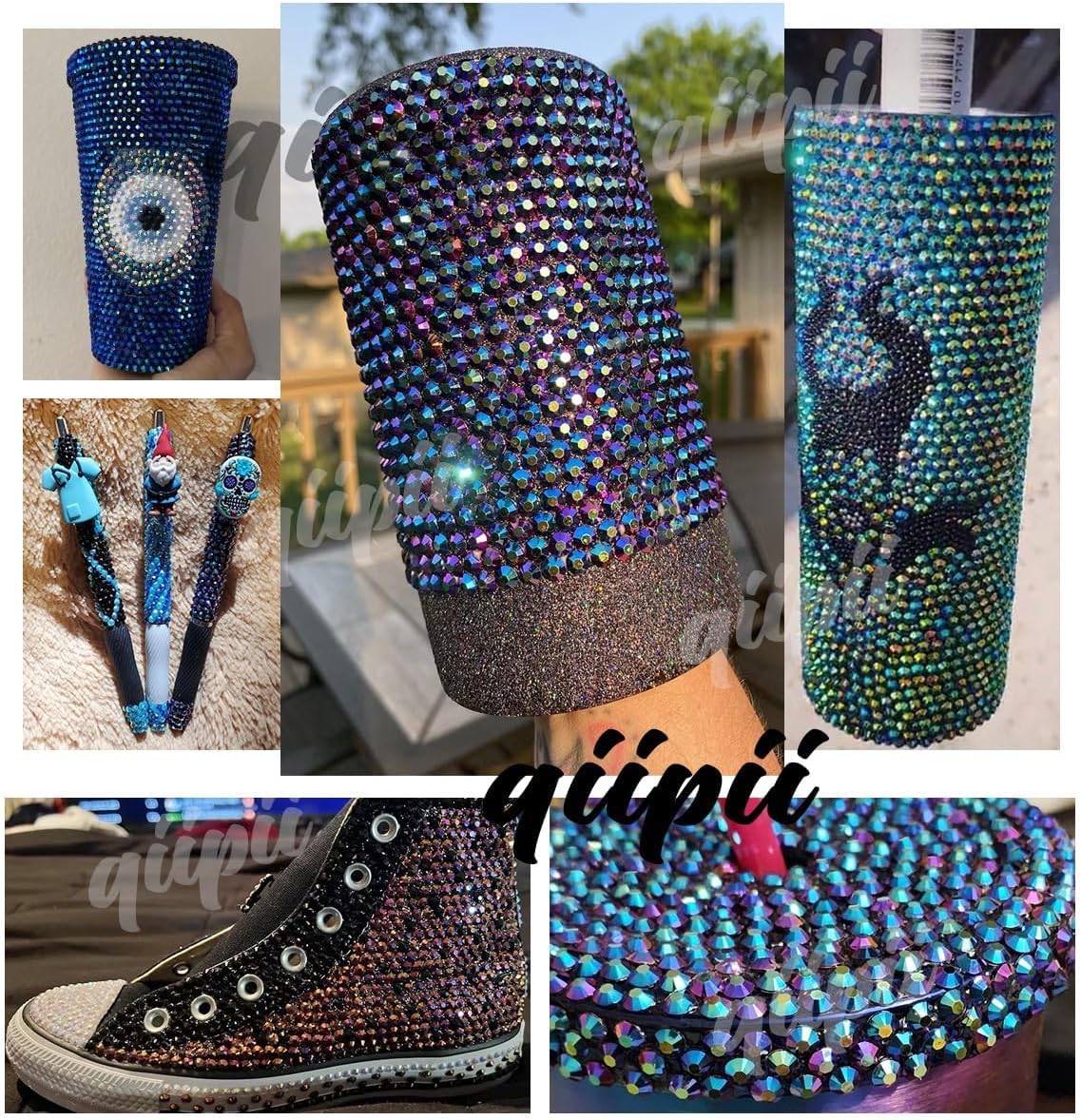 16000PCS Black Violet AB Resin Rhinestones for Crafting 3mm 4mm 5mm Purple AB Flatback Jelly Stones Bulk Diamonds Gems for Face Eyes Makeup Mugs Tumblers Bottles DIY Crafts Clothes Shoes Phones