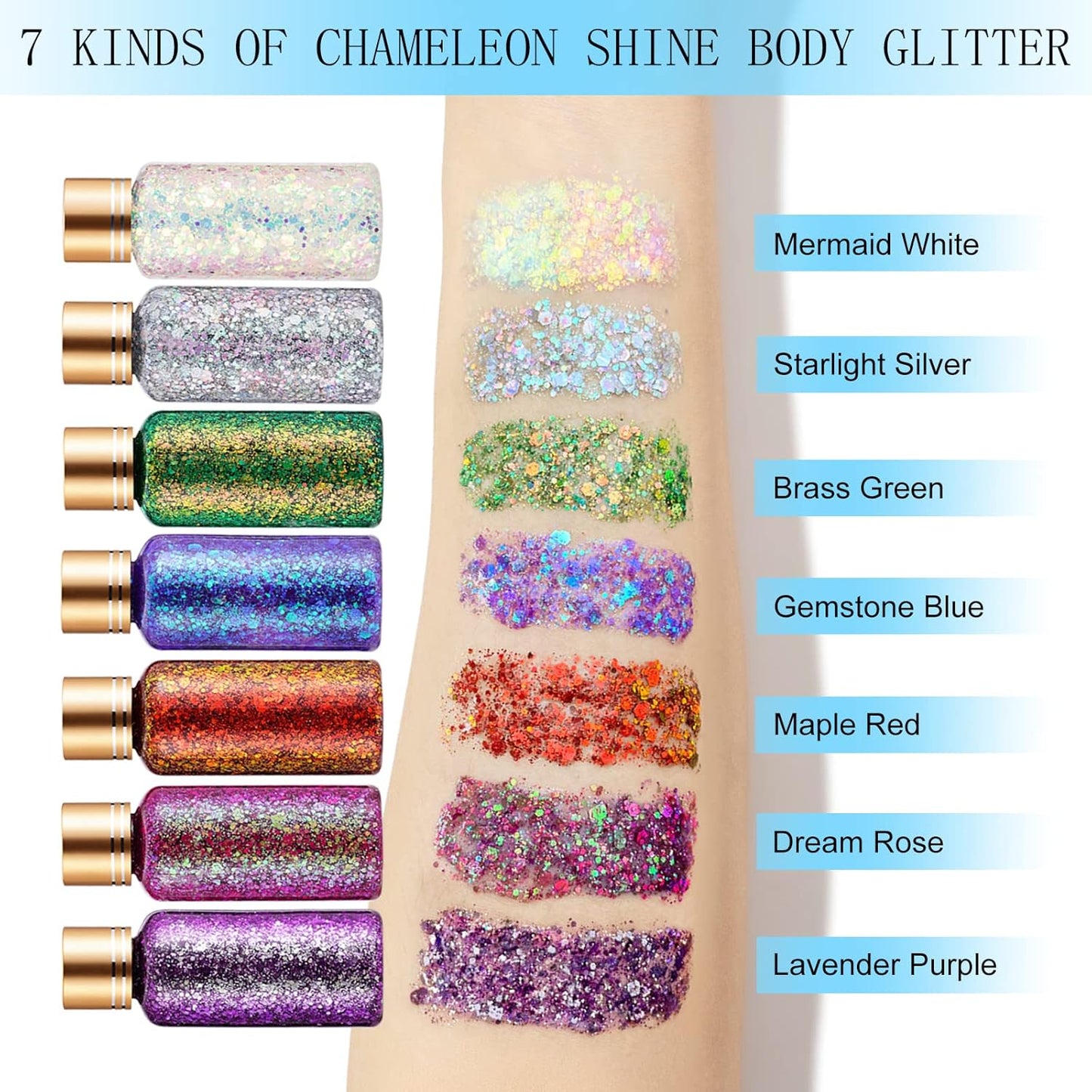 Maple Red Face Body Hair Glitter Gel for Women and Kids, Holographic Chunky Color Changing Glitter Gel Lasting Sparkling Shimmer Makeup for Christmas Party Festival Rave Accessories, 1oz