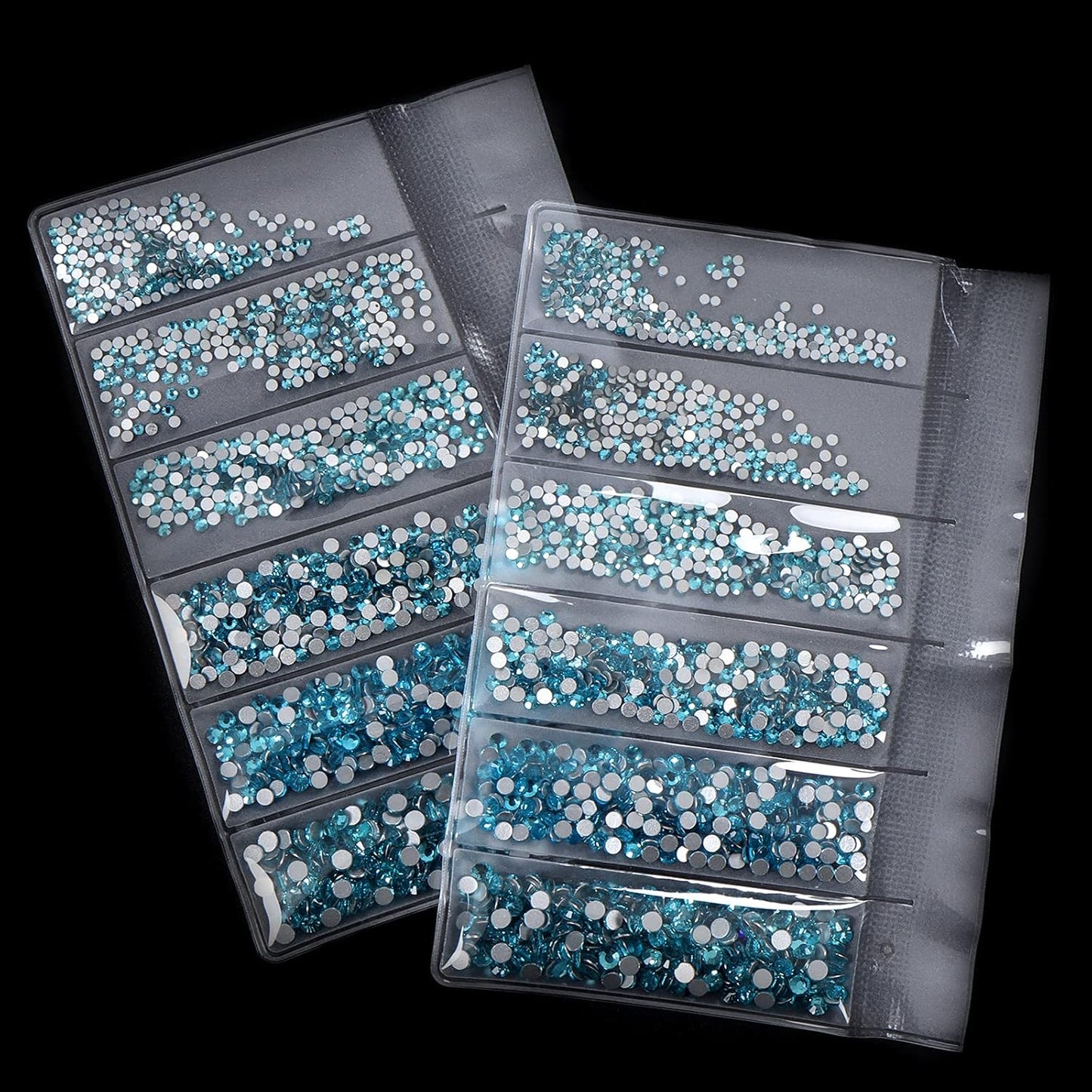 3456pcs Flatback Rhinestones Glass Charms Diamantes Gems Stones for Nail Art 6 Size ss4~ss12 Aquamarine