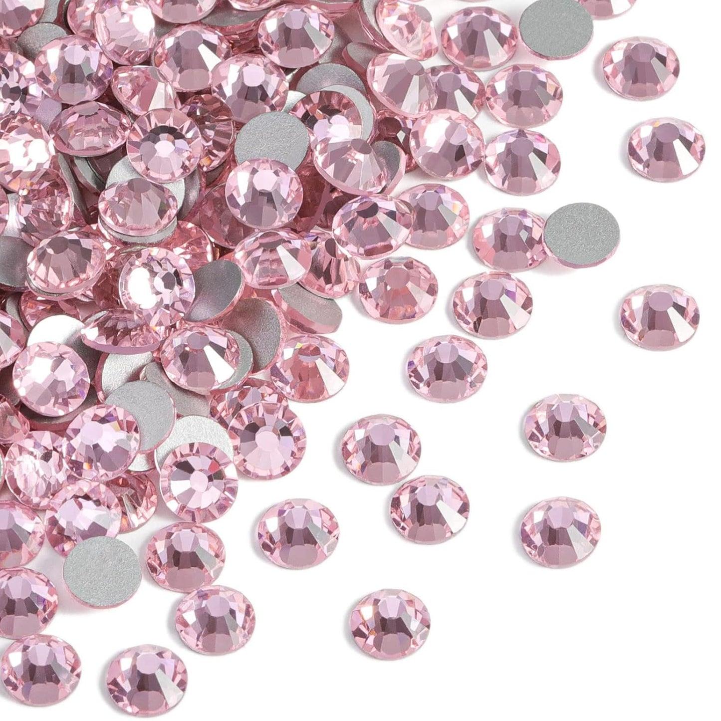 Beadsland 2880pcs Flat Back Crystal Rhinestones Round Gems for Nail Art and Craft Glue Fix,Light Pink,SS4,1.5-1.7mm