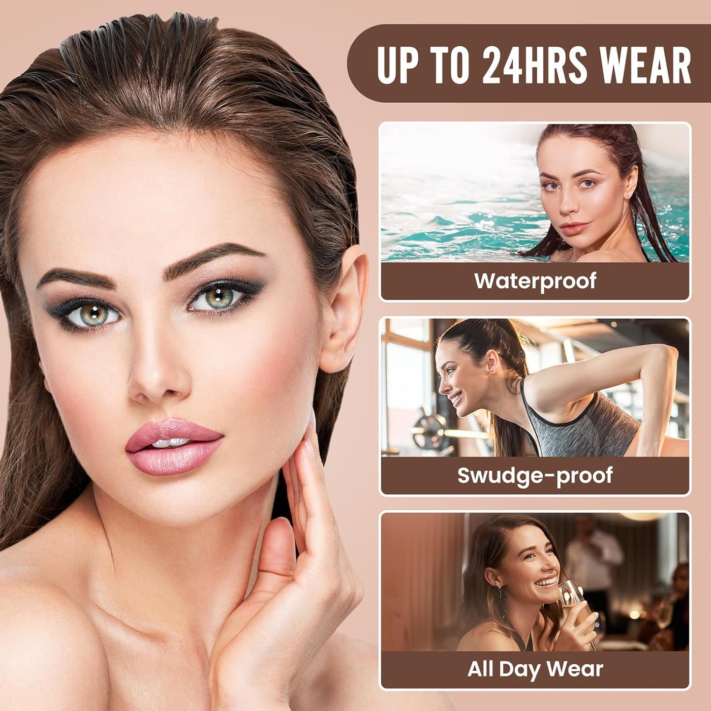 AWROSE Eyebrow Pencil, 2 Pack 3D Waterproof Microblading Eyebrow Pen 4 Fork Tip Tattoo Pencil, Precise Natural Brow Magic Eye Brow Pencil with Hair Like Strokes, Multi-Used Eye Brow Pen for Women